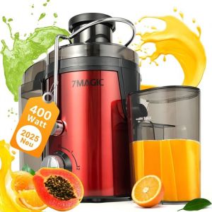 7MAGIC Extracteur de jus 400W Centrifugeuse Fruits et Légumes à 3 vitesses - Récipient à Jus Pulpe 1550 ML - avec fonction pulse