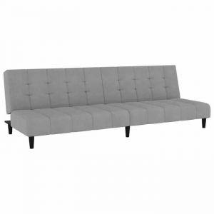 HSF&reg;Lit banquette 2 places - Canap&eacute;/Lit de Repos &agrave; 2 places gris clair velours @EU142750