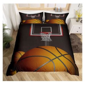 220x240cmBasketball Parure Housse de Couette Sports Parure de Lit3D Ball Games Housse Couette pour Joueur de Basket Room Decor