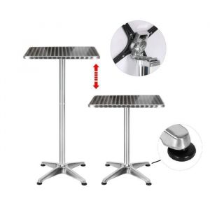 Table de bar Bistro pliable en aluminium Willonin&reg; Mange debout haut pour jardin Hauteur r&eacute;glable 70-110 cm Plateau carr&eacute; 60x60cm