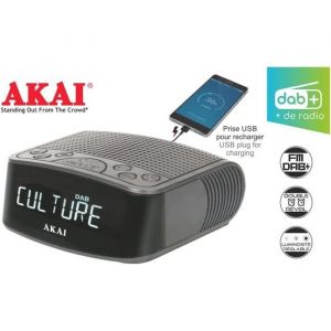 RADIO-REVEIL FM/DAB+ AVEC PRISE USB POUR RECHARGE DE T&Eacute;L&Eacute;PHONE - NOIRE - AKAI