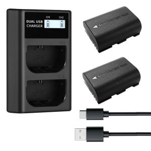 2PCS Qumox 2250mAh LP-E6NH batterie remplacement et Chargeur Compatible avec Canon EOS R7 R5 R6 R6 II R 5DIV 6DII 7DII 80D 90D
