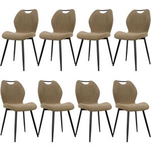 WAFTING Lot de 8 Chaises de Salle à Manger Chaise de Cuisine Chaise de salon Dossier en Tissu et Pieds en Métal Marron