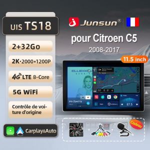 Junsun 2Go 32Go 13.5 4G WIFI adaptateur autoradio pour Citroen C5 2008 2009-2017 accessoire autoradio android voiture carplay GPS