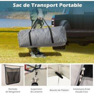 GIANTEX Tente de Camping pour 6 Personnes avec 2 Chambres S&eacute;par&eacute;es Double Couche & Double Toit Fen&ecirc;tres en Filet (Gris)