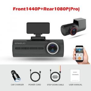 Caméra embarquée WiFi avant et arrière 1440P+1080P-Enregistreur vidéo de voiture-Surveillance de parking 24H-Vision nocturne
