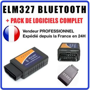 Interface de diagnostique ELM327 - Bluetooth - Universel - Noir - Voiture - OBD