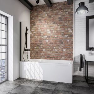 Schulte pare-baignoire 70x140 cm à coller sans percer porte-serviette volet pivotant pliant 3 mm transparent noir 2ème vie