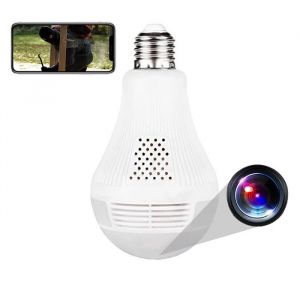 Ampoule Caméra Espion 360° Infrarouge HD Bidirectionnelle WiFi + SD 16Go YONIS