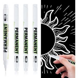 Lot de 4 Marqueurs BlancsFeutre Blanc Acrylique PermanentsStylo Waterproof Indelebile pour