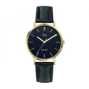 Bracelet cuir / tissu femme - GO GIRL ONLY - Montre Go Girl Only cadran dor&eacute; et cuir noir - Couleur de la mati&egrave;re:Jaune