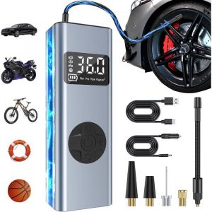 Mini compresseur dair portable HYCHIKA gonfleur de pneus de voiture 12 V 6&nbsp;000 mAh pompe &agrave; v&eacute;lo &eacute;lectrique 150 psi