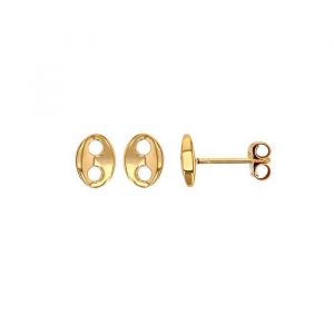 Boucles dOreilles - Femme/Homme - Puces - Grain de Café - Or Jaune GF 750* - 6 x 8 mm