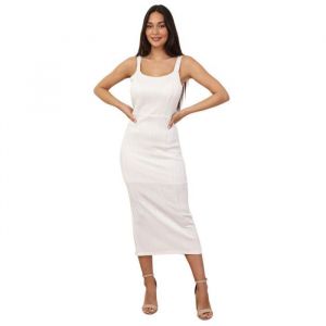 La Modeuse-Robes-Robe mi-longue moulante à motif en relief et larges bretelles.Dotée dun dos échancré et dune fente à larrière