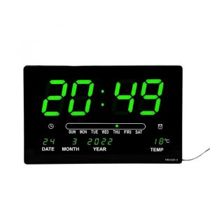 LED Calendrier PerpéTuel Horloge ÉLectronique Horloge Murale NuméRique Alarme TempéRature Table Horloges Salon DéCoration Vert