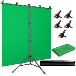 2 x 1.5m Syst&egrave;me de Support Fond Photo KitToile de Fond Vert avec Pince Sac de Transportpour Studio Photographie