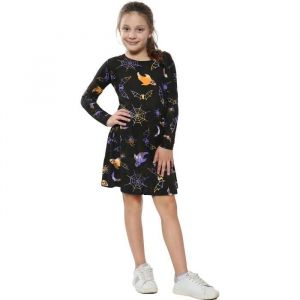 Robe Balançoire Halloween pour Enfants Filles - 3-13 Ans - Manches Longues - Cou rond