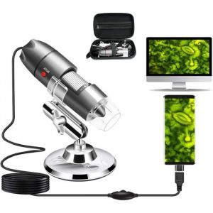Microscope USB 40 x à 1000 x microscope numérique avec support en métal et étui de transport compatible avec Android Windows 7 8 10