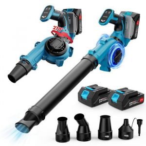 Souffleur de Feuilles sans Fil avec 2 Batteries 260km/h Vitesses R&eacute;glables Poign&eacute;e Rotative Souffleur Feuilles Mortes