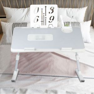 MIPAN.Support pc et tablette  - Table dordinateur portable - Pliable Plateau de lit 60x 40  cm - Hauteur r&eacute;glabl( 22-40cm) - Gris