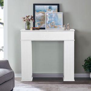 Manteau de chemin&eacute;e107x18x100 cmConsole manteau de chemin&eacute;e avec 3 portes et espace de Rangementblanc