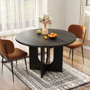 Table Ronde Pliable Moderne pour 4 Personnes Table Carrée Seul pour Salle à Manger 120 x 120 x 75 cm Noir