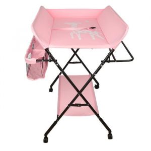 Table à langer pliable - Rose - Tissu imperméable - Hauteur réglable - Style européen