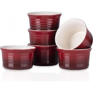 LOVECASA Ramequin Dish en Céramique Ramequin Moule à Soufflé Crème Brulée Coupelle à Dessert Tapas pour Four 6 Pièces x 280 CC