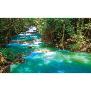 Papier Peint Photo INTISSÉ-(1968V3T)-VAPEUR DEAU-416x254cm-4 lés-Mural Poster Géant XXL-Mer Beach Mer Océan Nature Jungle Forêt