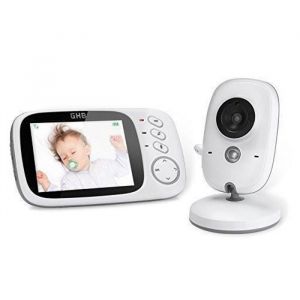 GHB Babyphone Cam&eacute;ra 3.2 Inches B&eacute;b&eacute; Moniteur Babyphone Vid&eacute;o LCD Couleur B&eacute;b&eacute; Surveillance 2.4 GHz Communication Bidirectionnelle