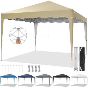 Tonnelle Pliante 3x3Barnum Pliant 3x3 Larmier Ondulé Tente à Hauteur réglable Une Poussée-Kaki