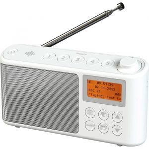 Radio Dab/Dab+ & FM Alimentation Secteur et Batterie Poste Radio Numérique Dab Portable avec Chargement USB (Blanc)