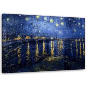 Tableau sur toile Nuit étoilée sur le Rhône - reproduction V. van Gogh (P-1839) 60x40 cm