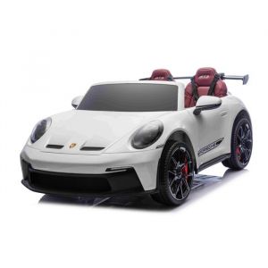 4x4 Voiture &eacute;lectrique enfants 2 places Porsche 911 24V blanche t&eacute;l&eacute;commande 24 GHz USB/AUX moteurs 200W batterie lithium