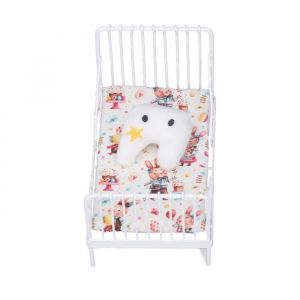 SURENHAP Lit de maison de poup&eacute;e miniature &Eacute;chelle 1:12 Meubles de maison de poup&eacute;e Mini ensemble de lit Oreiller jeux jouet