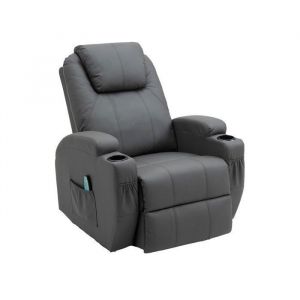 THANADDO &ndash; Fauteuil de relaxation manuel inclinable avec repose-pieds r&eacute;glable 92 &times; 92 &times; 109 cm simili-cuir gris.