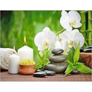 BENK - Diamond Painting Orchidee Bougie 50x40cm Peinture Diamant Zen Orchide Bougie Orchidee Broderie Diamant Orchidee Diamond A