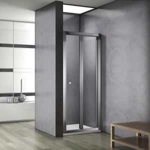 Paroi de douche pliante - 80x185cm - Verre trempé 4mm - Chromé - Réversible