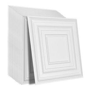 Dalles de Plafond-Duoku-Lot de 12 24x24 po-Dalles de Plafond Suspendues-Feuille de PVC de Qualité Supérieure-Installation Faciles