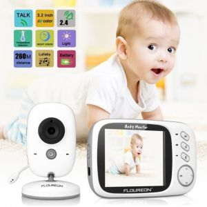 Floureon VB603 &Eacute;coute B&eacute;b&eacute; Babyphone Num&eacute;rique sans Fil 2.4GHz &Eacute;cran LCD 3.2&rsquo;&rsquo; Cam&eacute;ra Vision Nocturne Grand Angle de Vue Longue