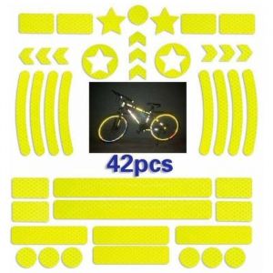 42 Pi&egrave;ces Sticker reflechissant Casque VeloBande reflechissante Velo autocollanteAutocollants R&eacute;fl&eacute;chissants pour V&eacute;losSticker r