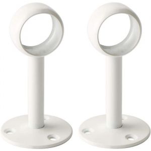 Support Tringle Rideau Plafond En Acier InoxydableSupport Tringle Penderie Pour Tube De Rond Ø 25mmBlanc Brillant 2 PcsEfl4025W