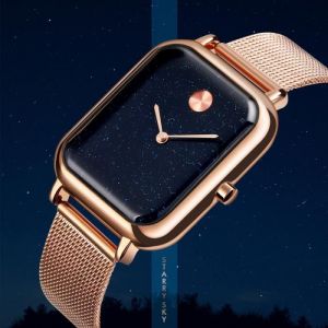 Montre homme 2020 rectangle femme bracelet acier etanche - Ciel &eacute;toil&eacute; Bleu