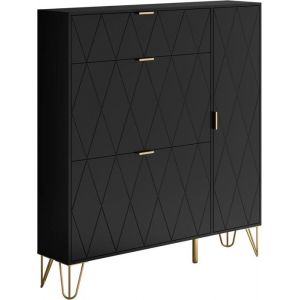 GOOBUY Armoire à Chaussure Inclinable Meuble à Chaussure Rangement Chaussure Etagère Caché et Cabinet Botte (Noir)