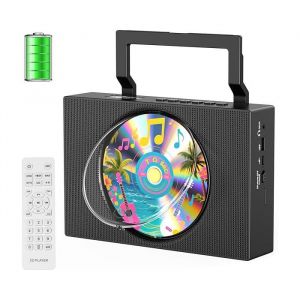 Lecteur CD Portable Enfant Poste Radio CD Baladeur CD Bluetooth Lecteurs CD pour Voiture avec Couvercle Anti-poussi&egrave;re et Label