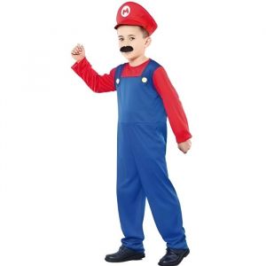 DEGUISEMENT PLOMBIER MARIO ENFANT 10-12 ANS (COMBINAISON + CASQUETTE)