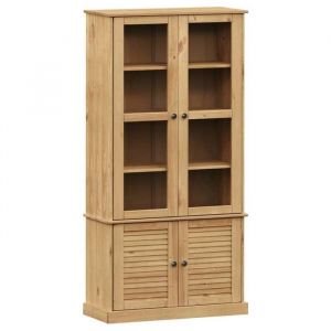 Meuble de rangement/Bibliothèque contemporain vitrine en verre VIGO 85x35x170 cm bois massif de pin（9925715）ZKY