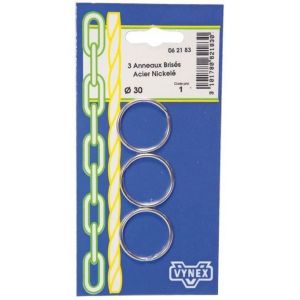 Anneaux bris&eacute;s - VYNEX - &Oslash;30mm - Nickel&eacute; - Lot de 3 - Acier