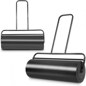 RELAX4LIFE Rouleau &agrave; Gazon pour Jardin avec Pare-Boue Volume de Remplissage de Sable ou l&rsquo;Eau de 48 L Noir