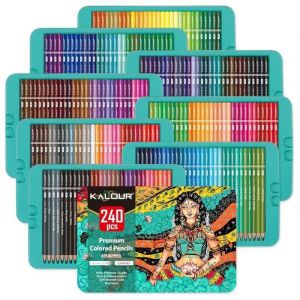 Crayons de couleur professionnels lot de 240 couleurs noyau souple avec couleurs vives id&eacute;al pour le dessin lesquisse